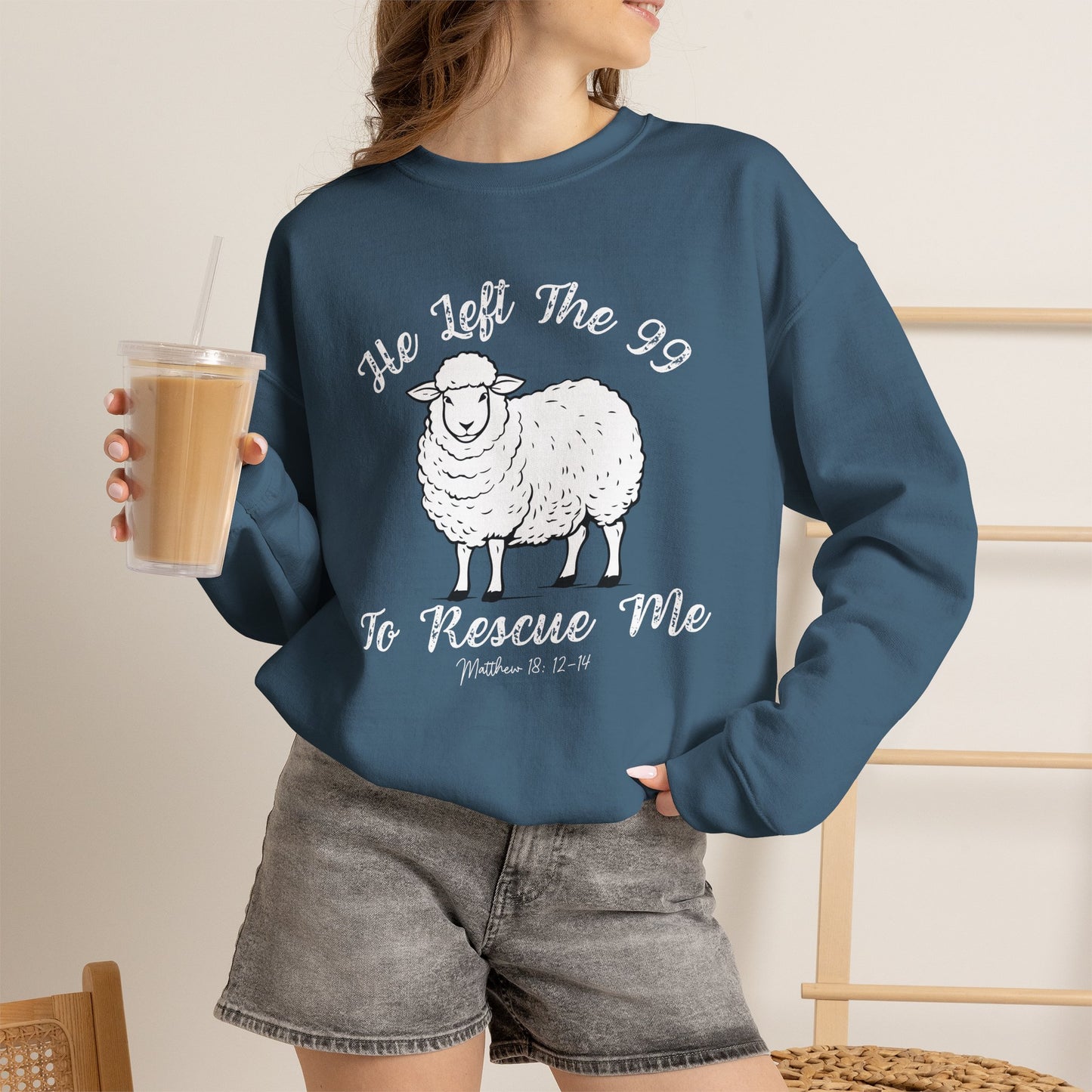 GILDAN -HE LEFT THE 99 WHITE FONT ADULT SWEATSHIRT