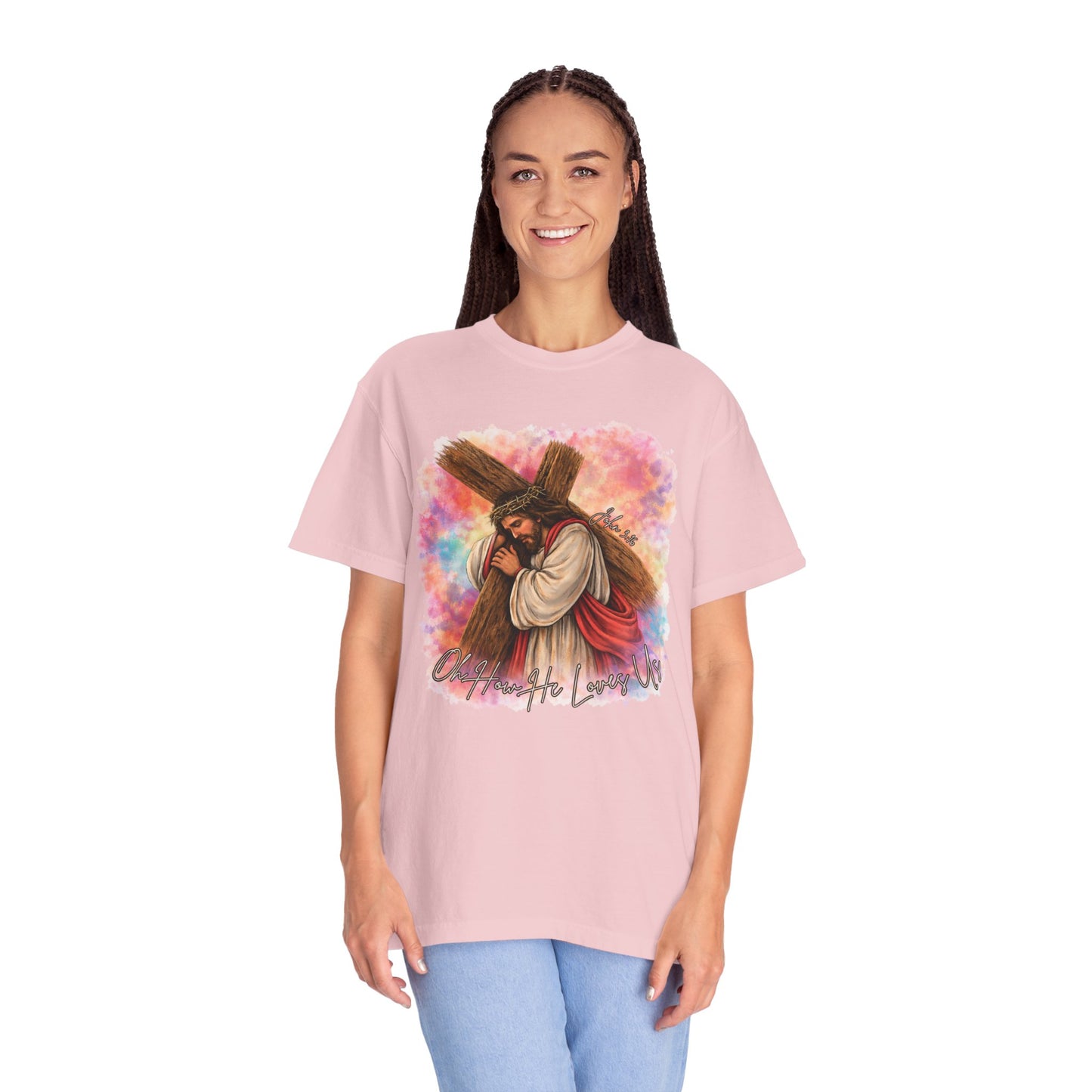 COMFORT COLORS - Christian Jesus Carrying Cross T-Shirt — Faith Inspirational Graphic Tee