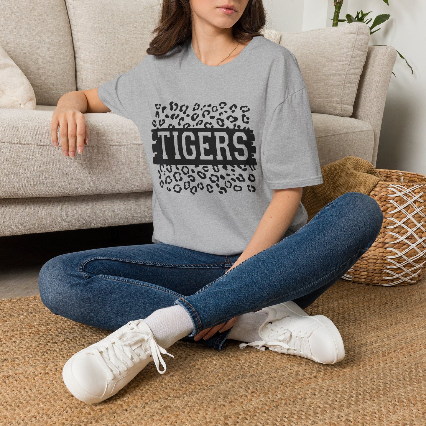 GILDAN - Tigers Leopard Print Tee — Athletic Mascot Team Shirt