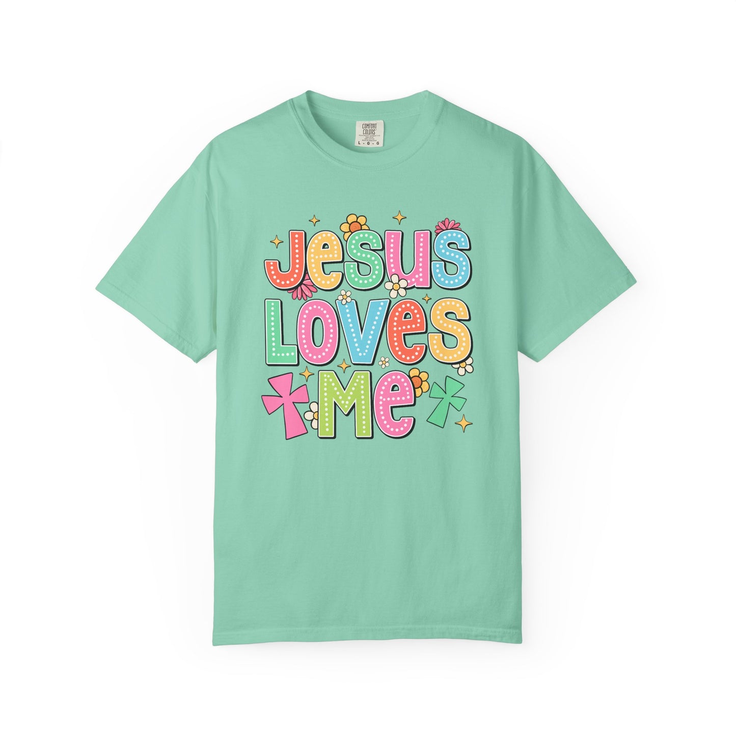 COMFORT COLORS - Jesus Loves Me T-Shirt — Colorful Retro Kids/Youth Faith Tee