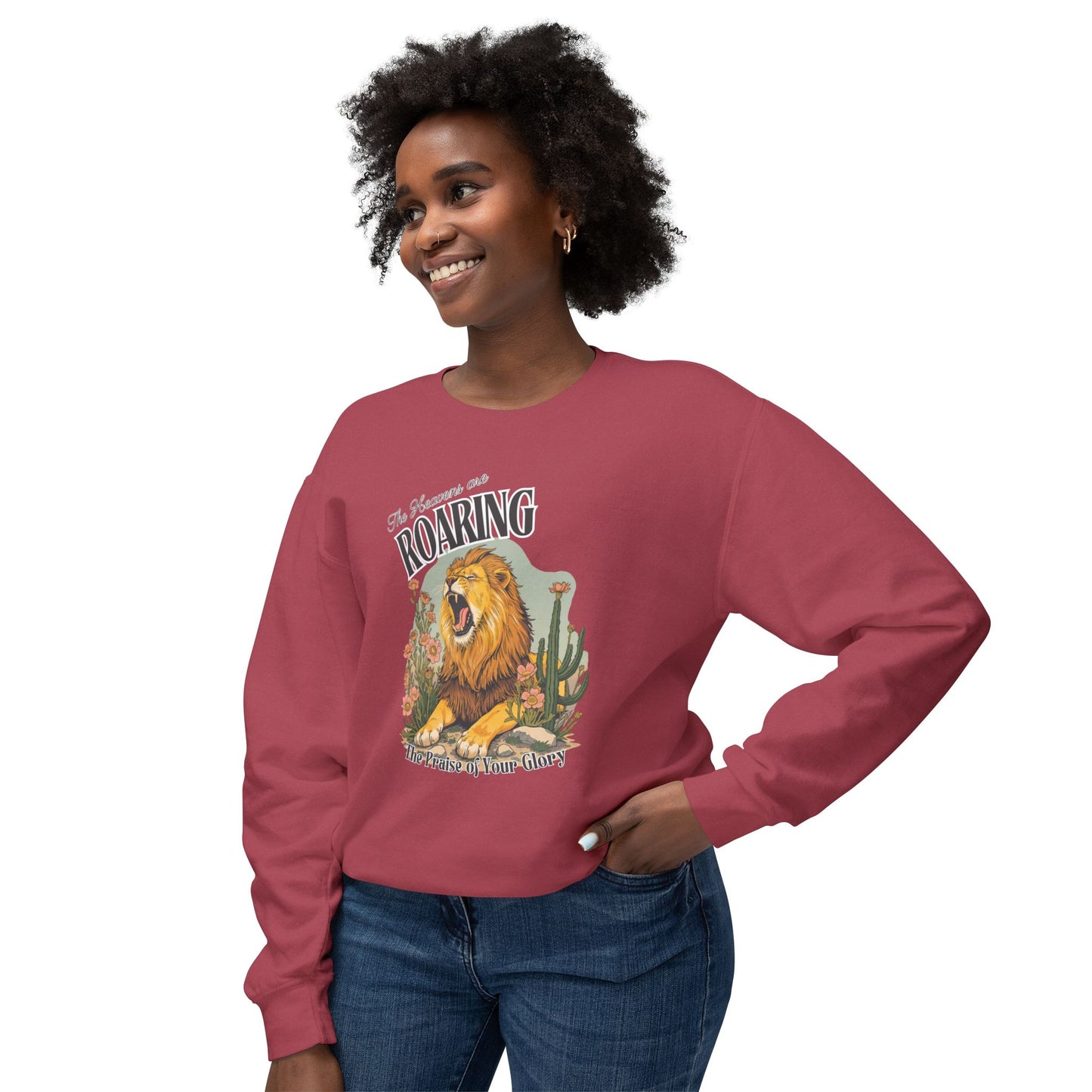 COMFORT COLORS - Roaring Lion Crewneck Sweatshirt — "The Lion Roars" Graphic