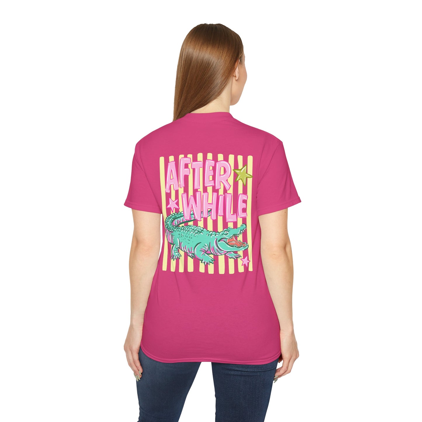 Later Alligator T‑Shirt — Retro Pink & Teal Gator Graphic Tee