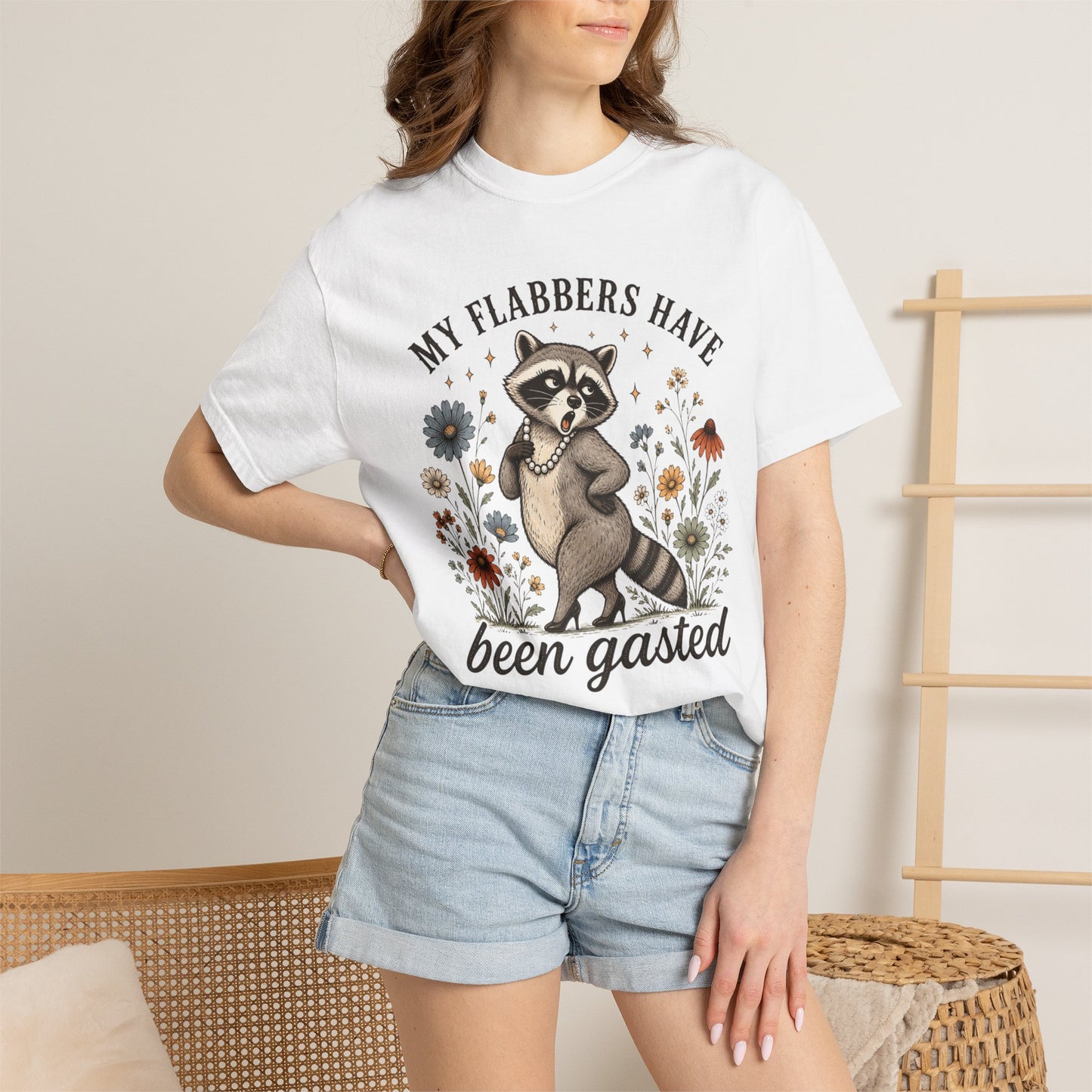 COMFORT COLOR - Raccoon Floral Tee — "My Flabbers Have Been Gasted" Graphic T-Shirt