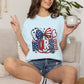COMFORT COLORS - American Flag Nurse T-Shirt – Patriotic Stethoscope & Bow Healthcare Tee