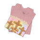 BELLA  CANVAS - Easter Bunny Kneeling at Crosses T‑Shirt — Christian Easter Faith Tee