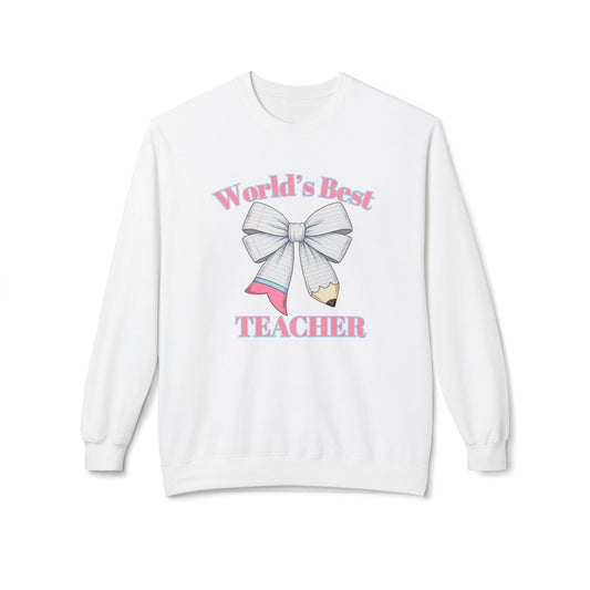 World’s Best Teacher Crewneck Sweatshirt — Bow & Pencil Teacher Gift