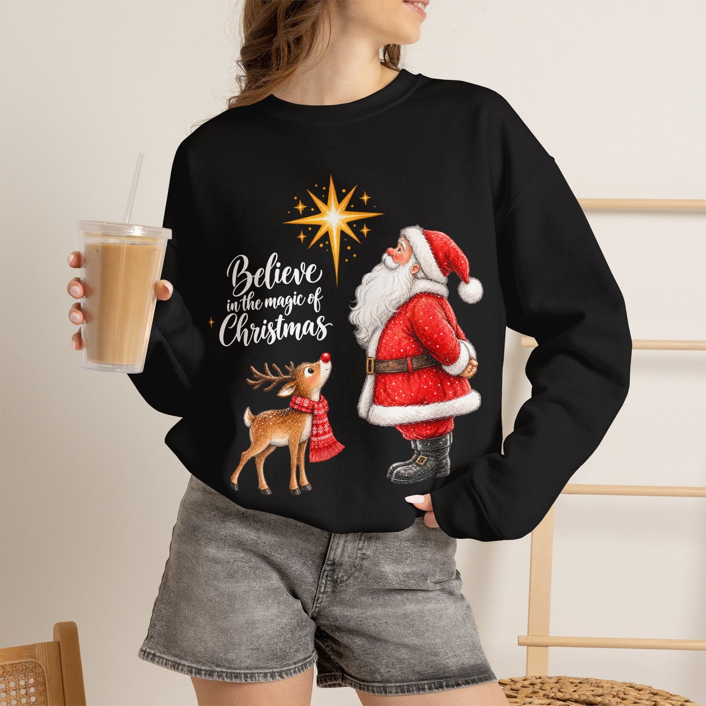 GILDAN - Believe in the Magic of Christmas Santa Crewneck Sweatshirt