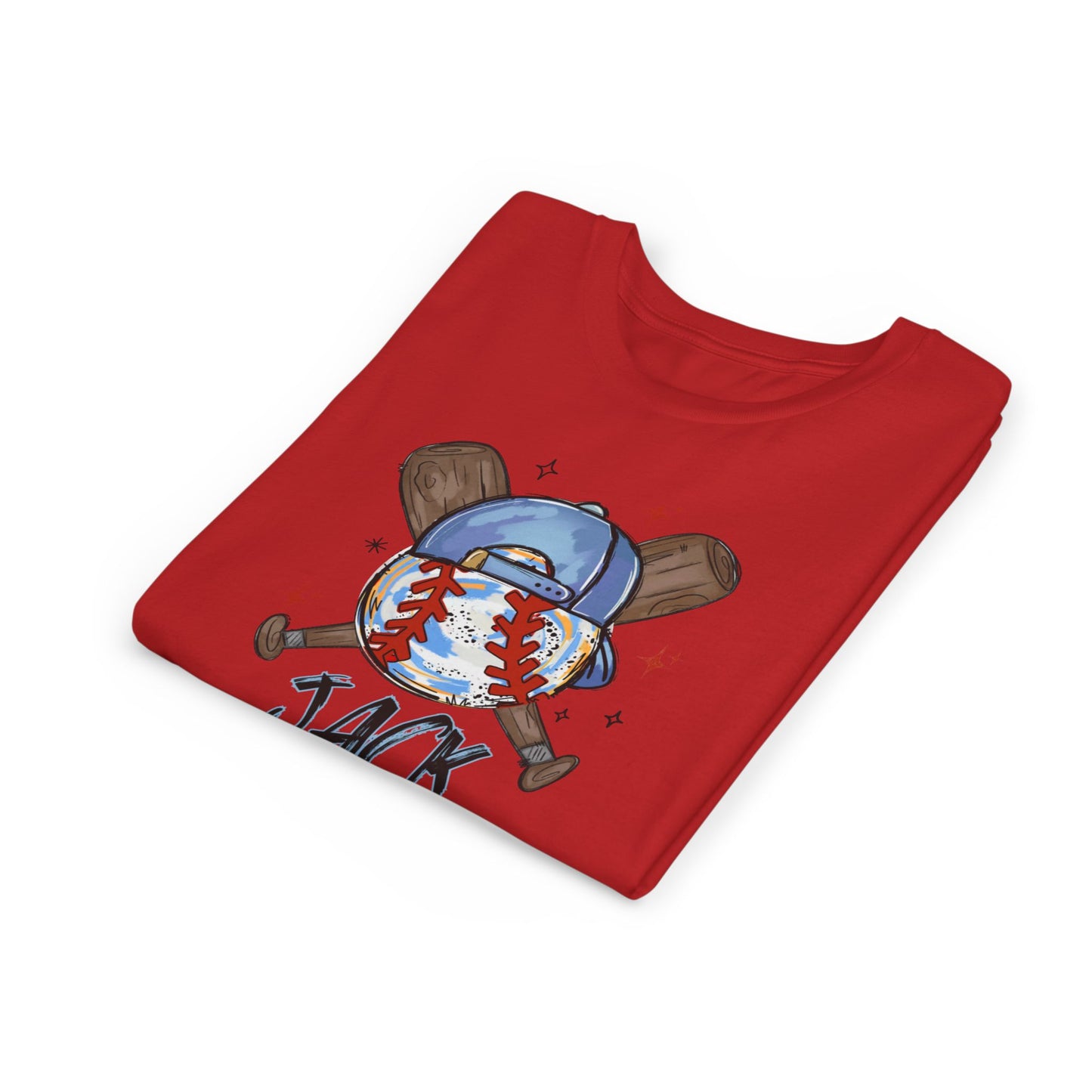 *** NEED THIS PERSONALIZED? DO NOT ORDER THIS SHIRT - PLEASE EMAIL ME AT REFININGFAITHCOMPANY@GMAIL.COM - Youth Baseball Tee — Personalized 'Jack' Cap & Crossed Bats Design
