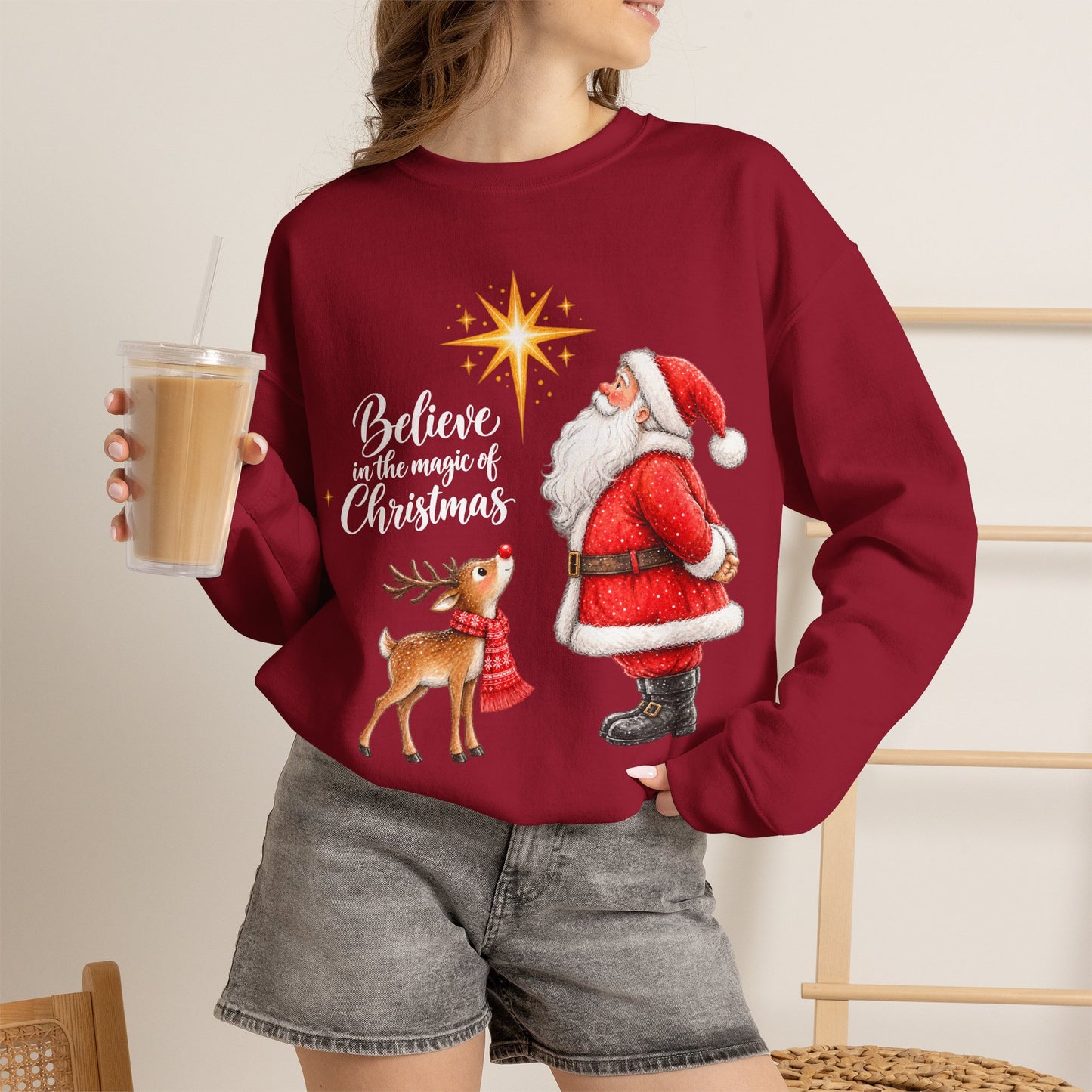 GILDAN - Believe in the Magic of Christmas Santa Crewneck Sweatshirt