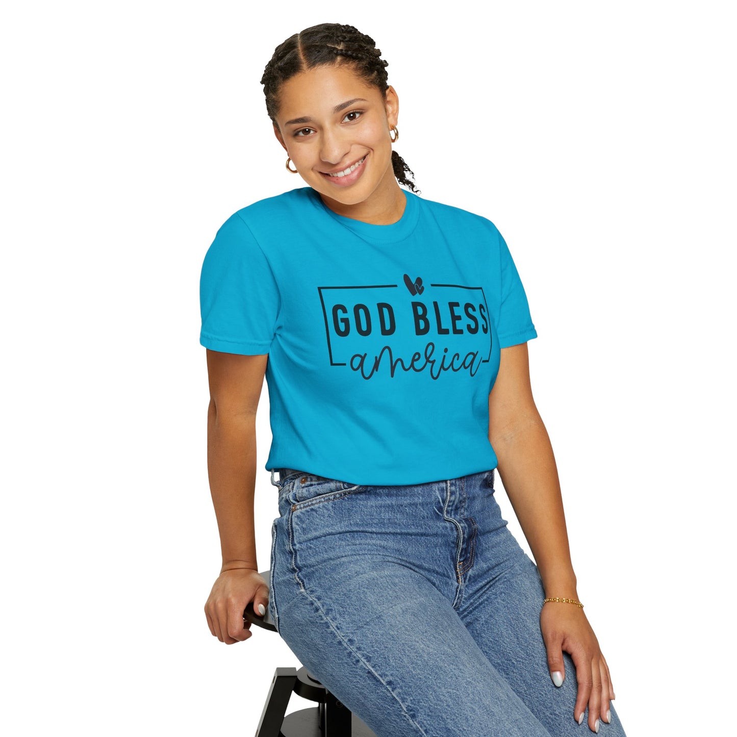 COMFORT COLORS - God Bless America T-Shirt — Patriotic Script Tee