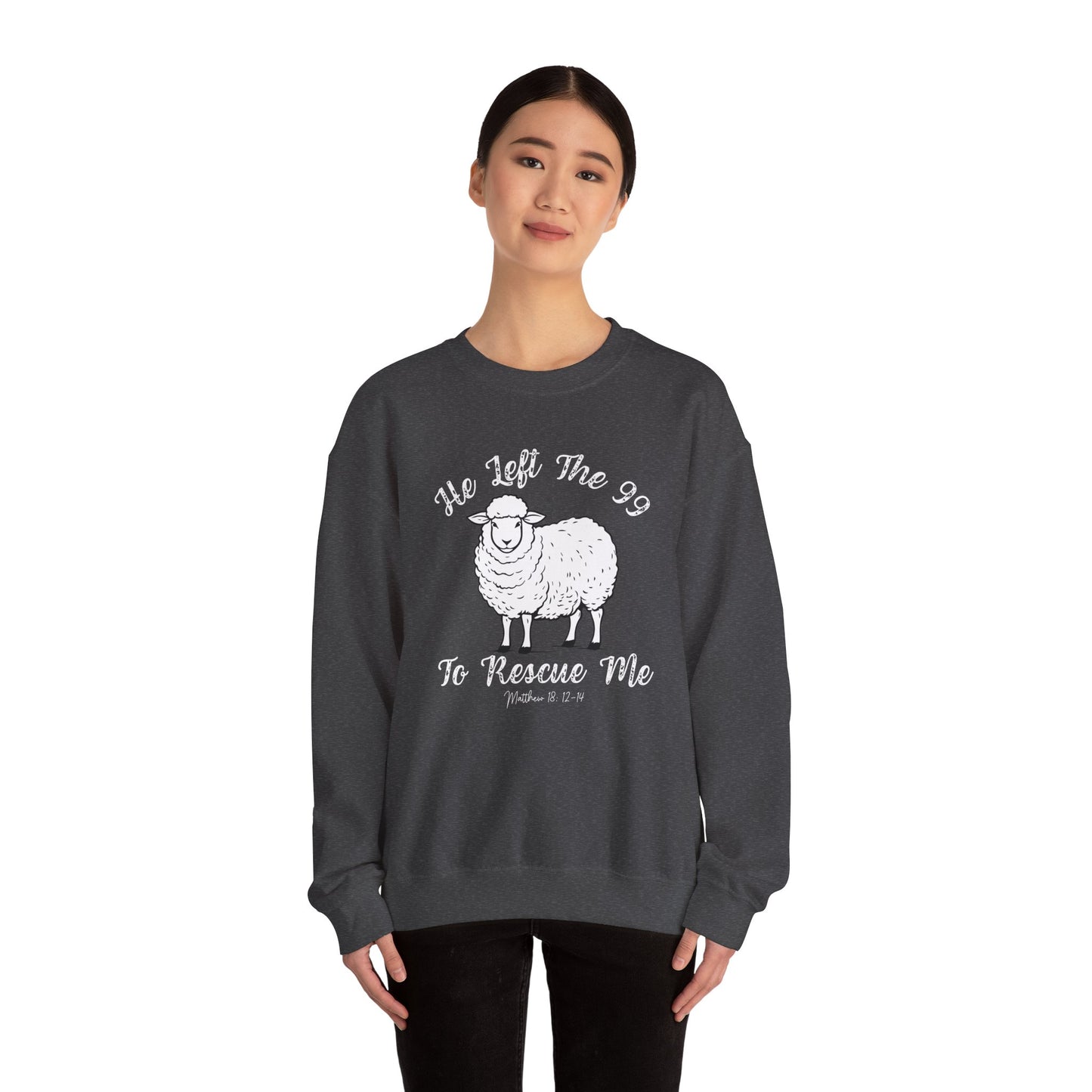HE LEFT THE 99 WHITE FONT ADULT SWEATSHIRT