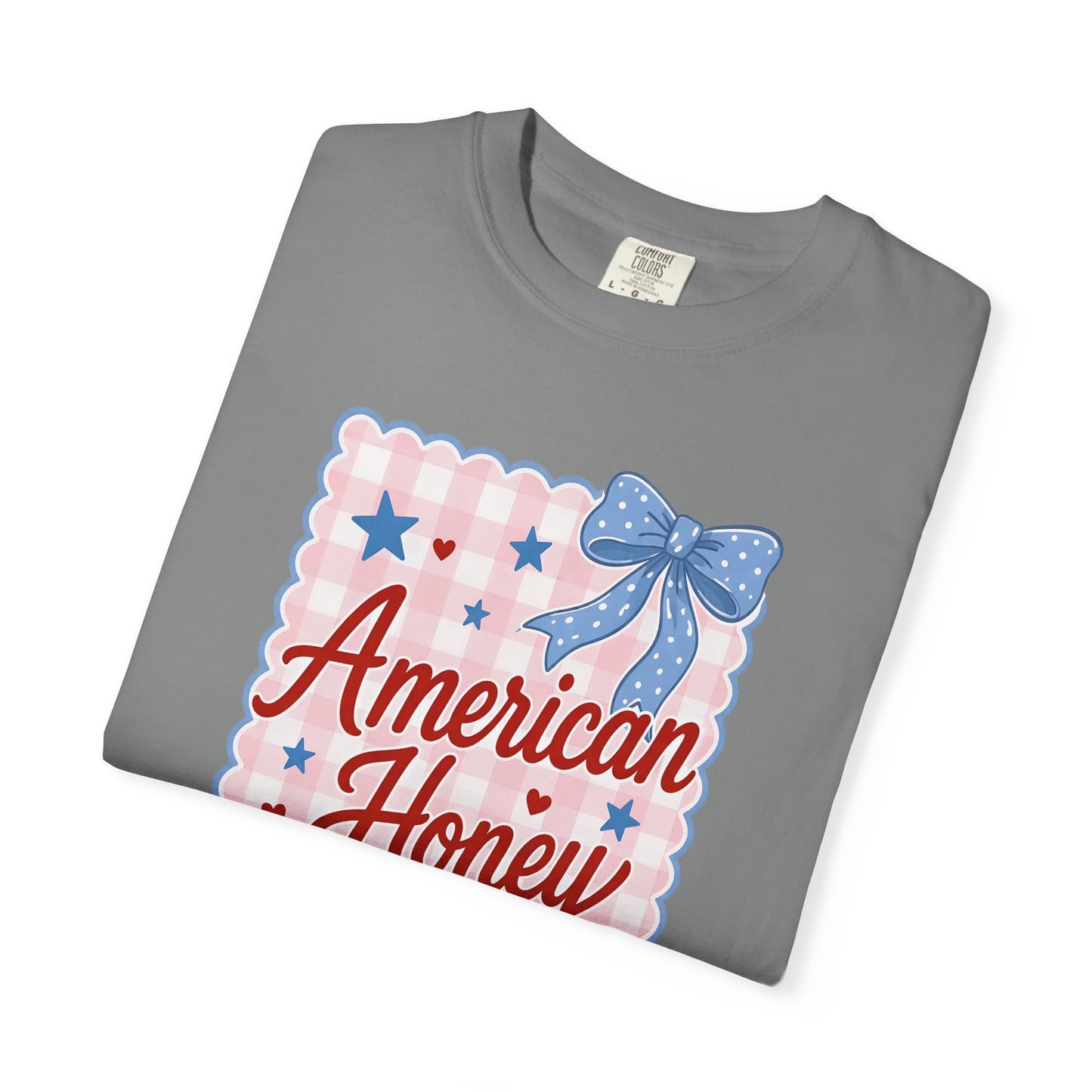 COMFORT COLORS - American Honey Graphic T-Shirt — Retro Patriotic Stars & Bows