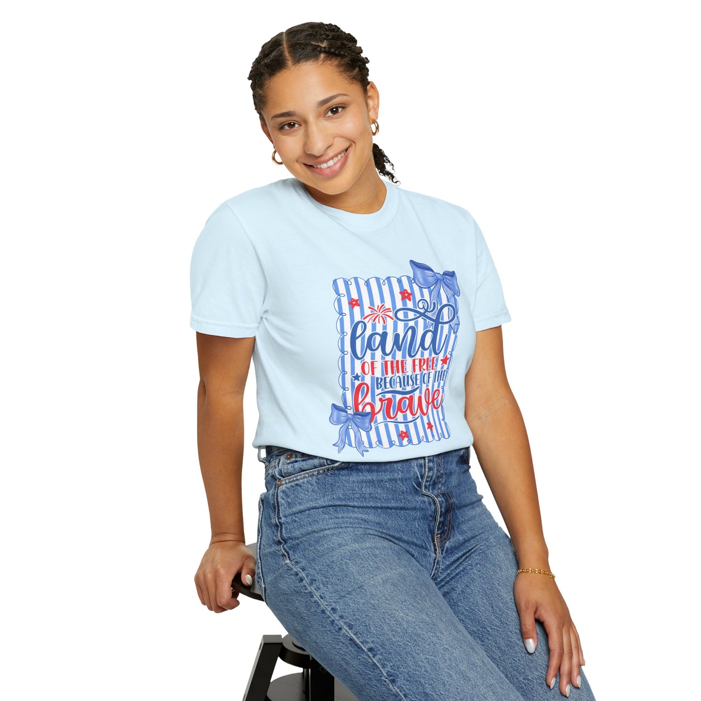 COMFORT COLORS - Patriotic "Land of the Free, Because of the Brave" T-Shirt