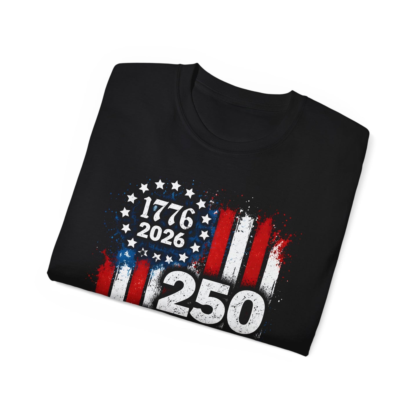 GILDAN - 250 Years American Flag T-Shirt — 1776–2026 Patriotic Independence Day Tee