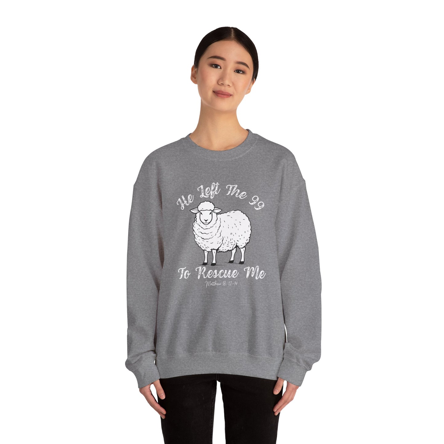 HE LEFT THE 99 WHITE FONT ADULT SWEATSHIRT