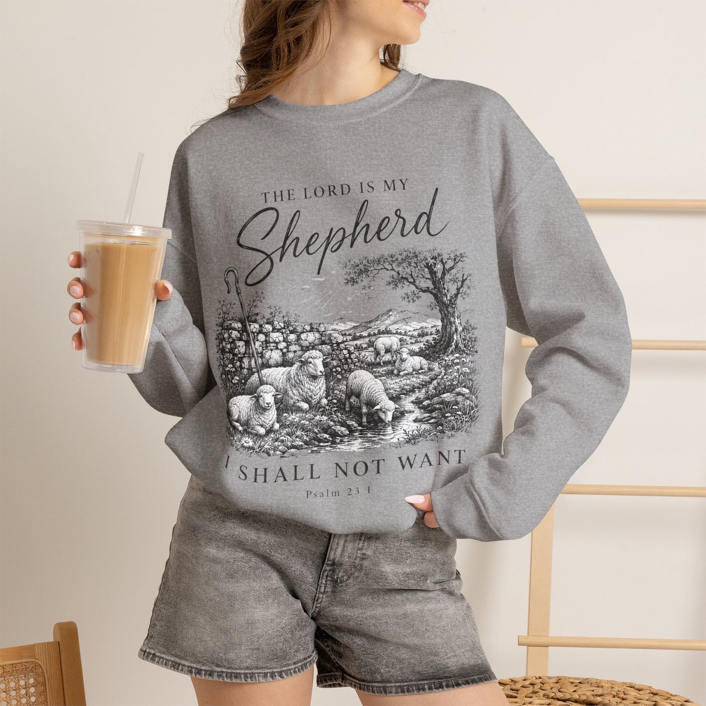 GILDAN - The Lord Is My Shepherd Psalm 23 Christian Crewneck Sweatshirt