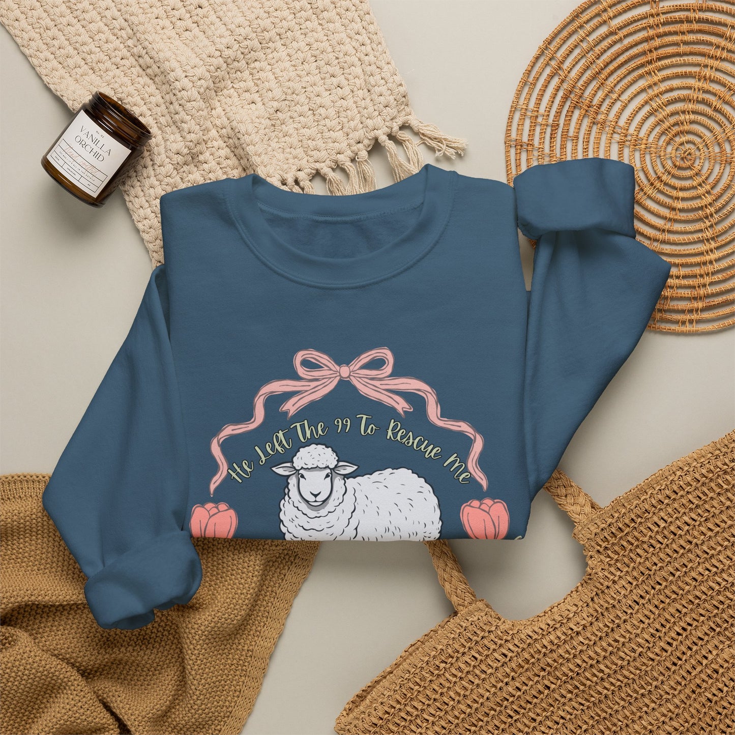 GILDAN - HE LEFT THE 99 WITH RIBBON FRAME ADULT SWEATSHIRT - FRONT AND BACK PRINT