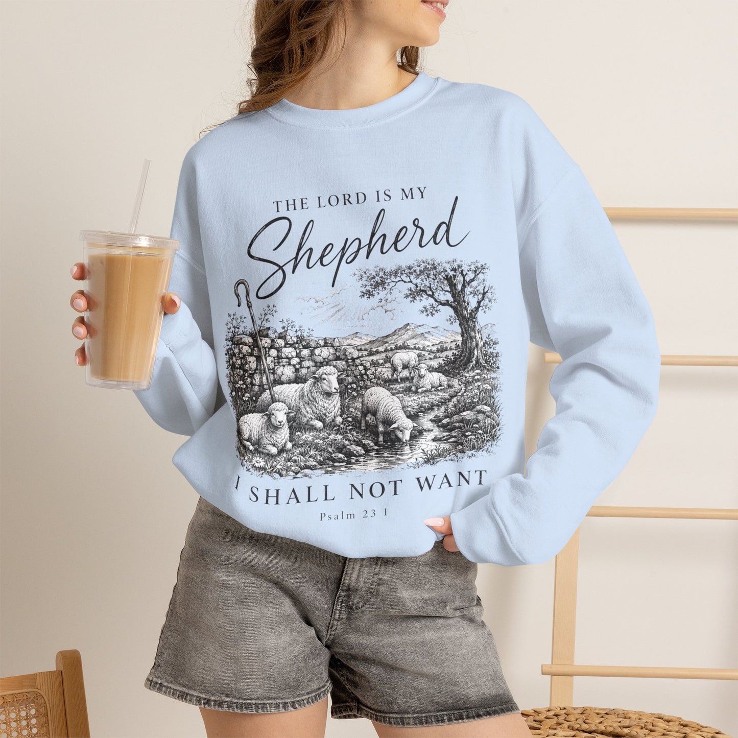GILDAN - The Lord Is My Shepherd Psalm 23 Christian Crewneck Sweatshirt
