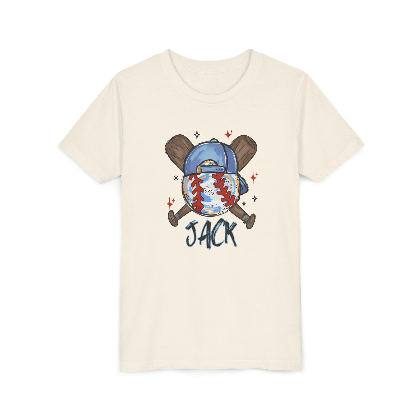 *** NEED THIS PERSONALIZED? DO NOT ORDER THIS SHIRT - PLEASE EMAIL ME AT REFININGFAITHCOMPANY@GMAIL.COM - Youth Baseball Tee — Personalized 'Jack' Cap & Crossed Bats Design