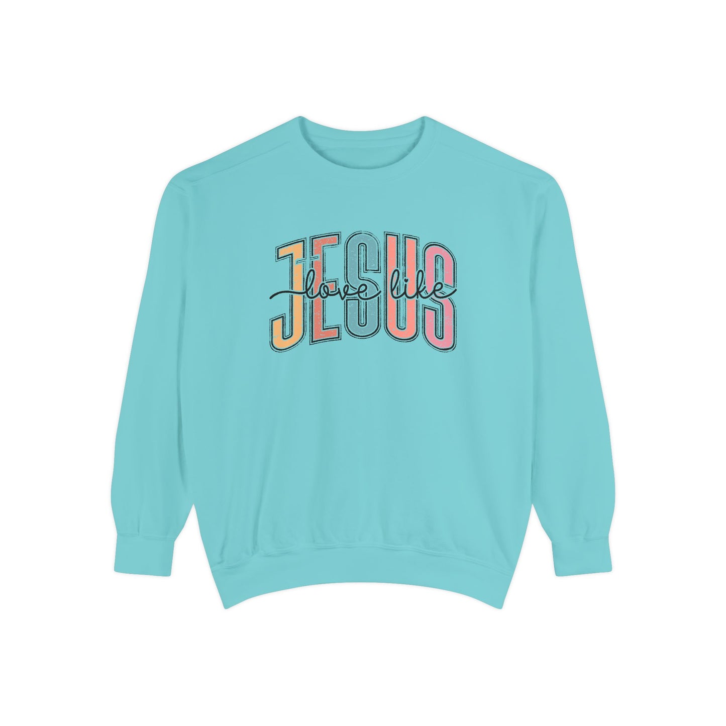 COMFORT COLORS - Jesus Floral Graphic Sweatshirt — Retro Pastel Faith Pullover