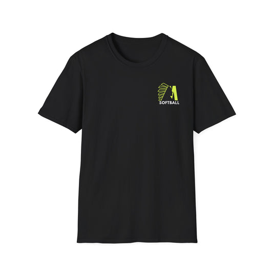 Midsouth Chicks Softball T-Shirt — Neon Green Softball Bow Design