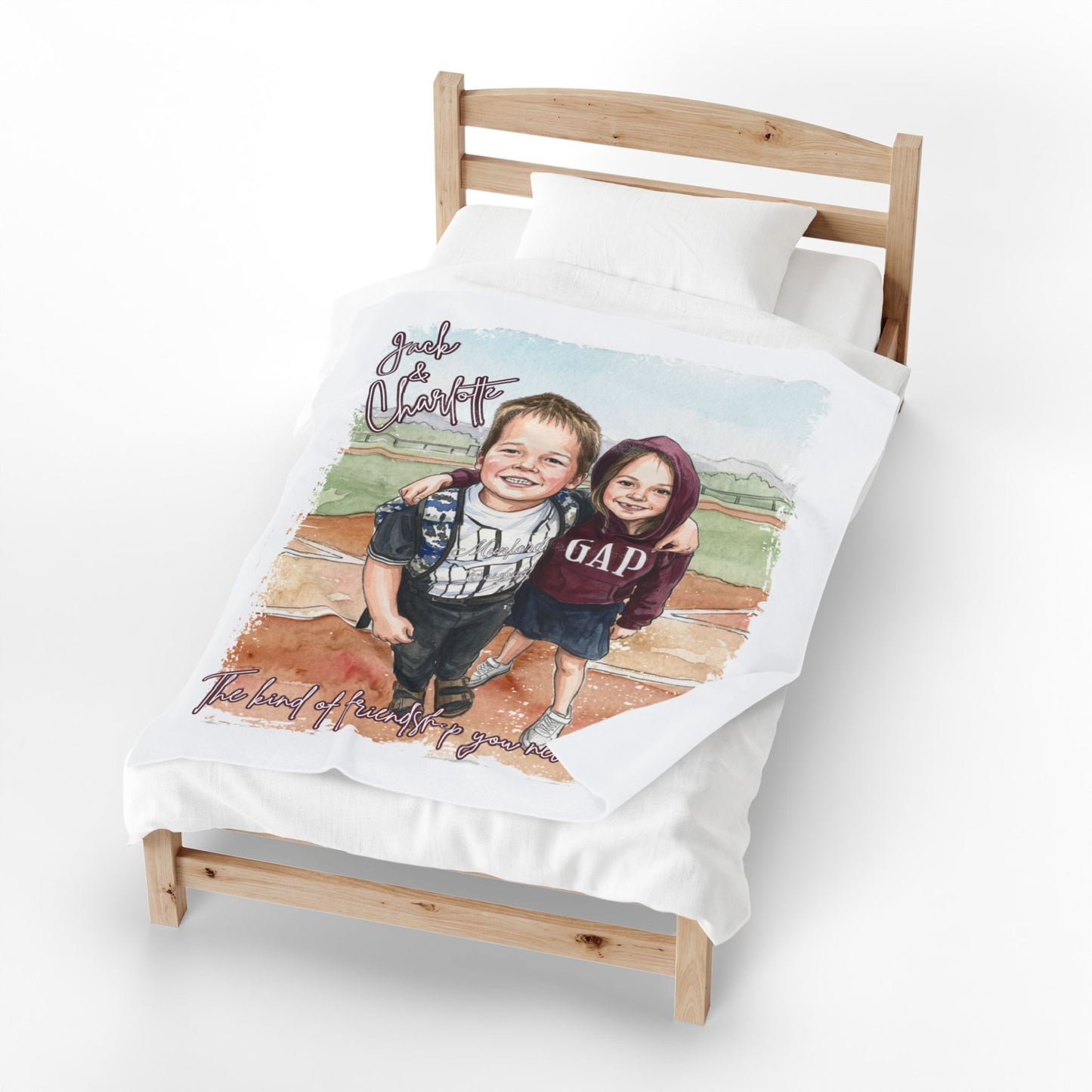 *** PERSONALIZE THIS - DON'T ORDER THIS ONE, REACH OUT TO ME @REFININGFAITHCOMPANY@GMAIL.COM *** - Baseball Field Watercolor Velveteen Plush Blanket