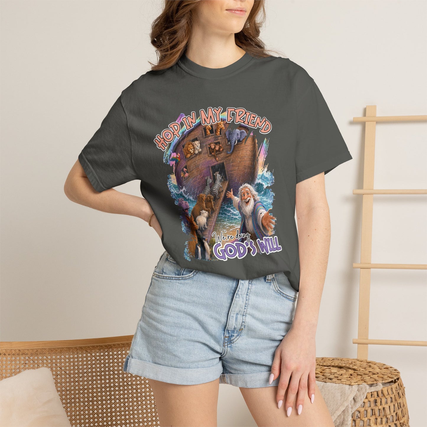 COMFORT COLORS - Noah’s Ark Graphic T-Shirt — "Hope in My Friend, In God’s Will" Faith Tee