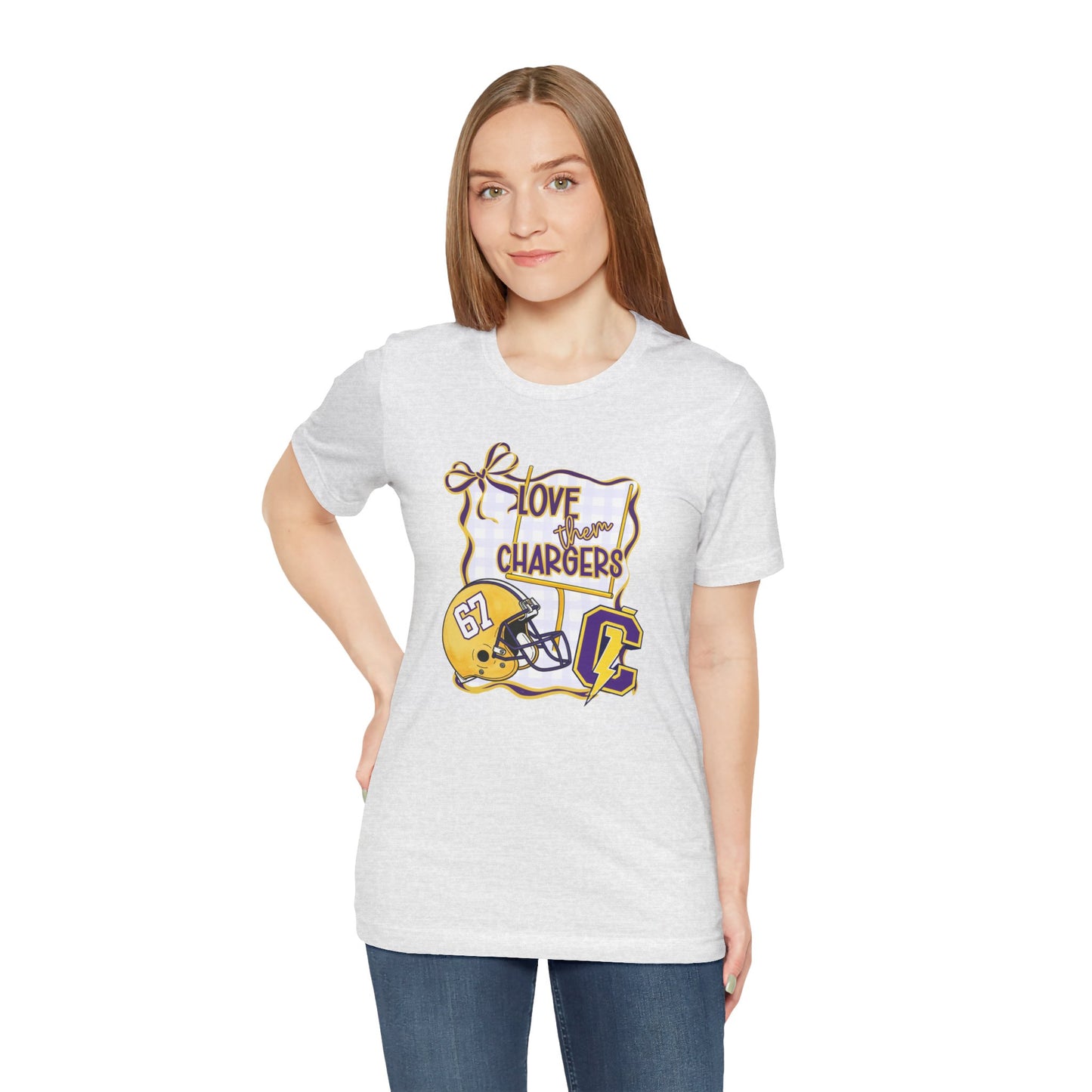 ***NEED TO PERSONALIZE THIS ? DO NOT ORDER THIS SHIRT - CONTACT ME @REFININGFAITHCOMPANY@GMAIL.COM TO PERSONALIZE THIS *** Chargers Football Tee - "Love Your Chargers" Helmet Graphic