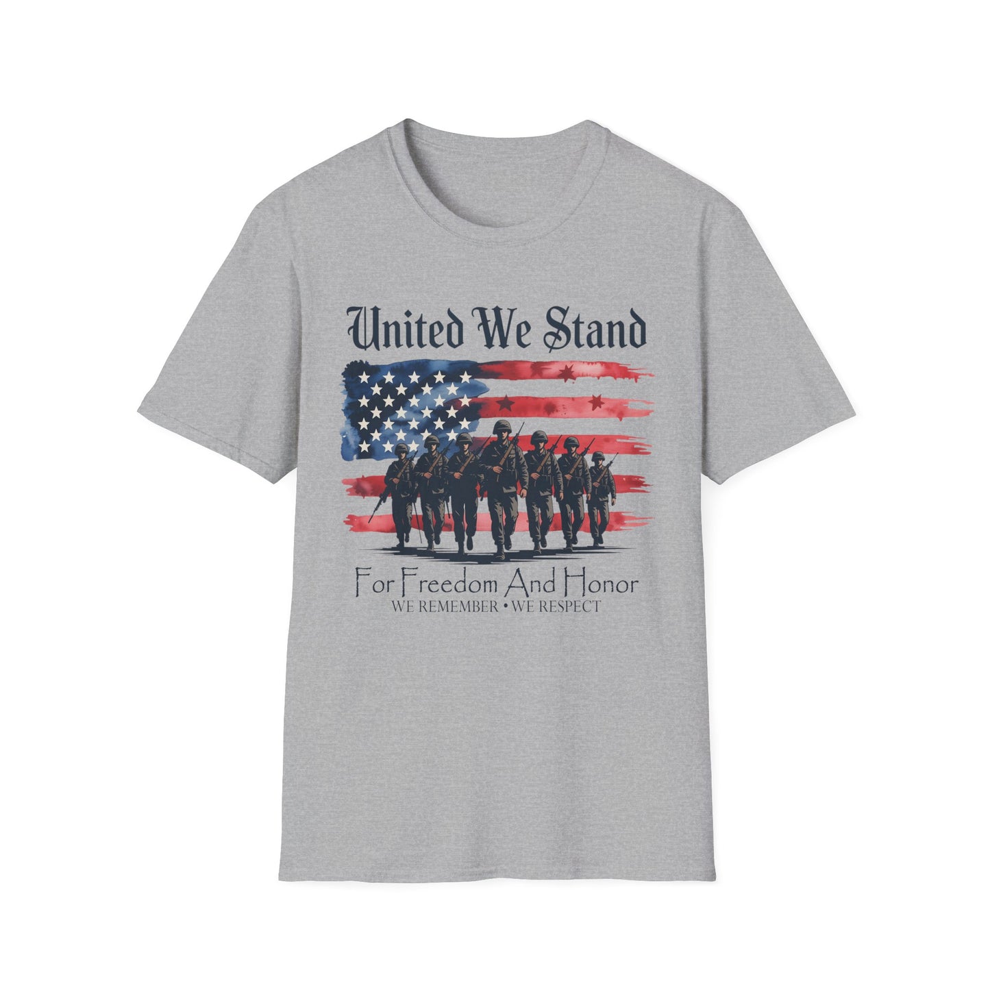 GILDAN - United We Stand T-Shirt — Patriotic American Flag Military Tribute Tee