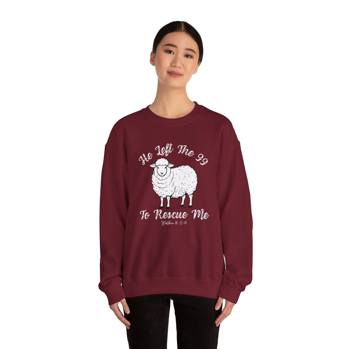 HE LEFT THE 99 WHITE FONT ADULT SWEATSHIRT
