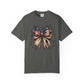 COMFORT COLORS - Patriotic American Flag Bow T-Shirt — "Home of the Brave" Fourth of July Tee