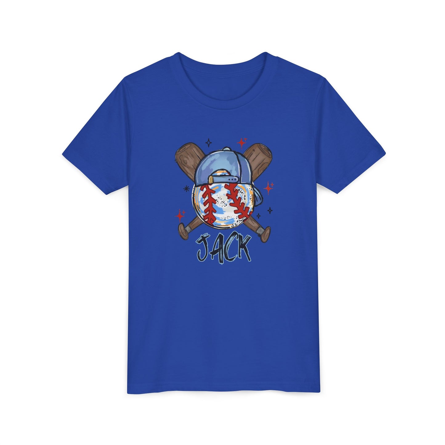 *** NEED THIS PERSONALIZED? DO NOT ORDER THIS SHIRT - PLEASE EMAIL ME AT REFININGFAITHCOMPANY@GMAIL.COM - Youth Baseball Tee — Personalized 'Jack' Cap & Crossed Bats Design