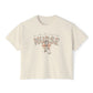 COMFORT COLOR - Nurse Boxy Tee — Floral Stethoscope Graphic for Women, "Nurse" Gift