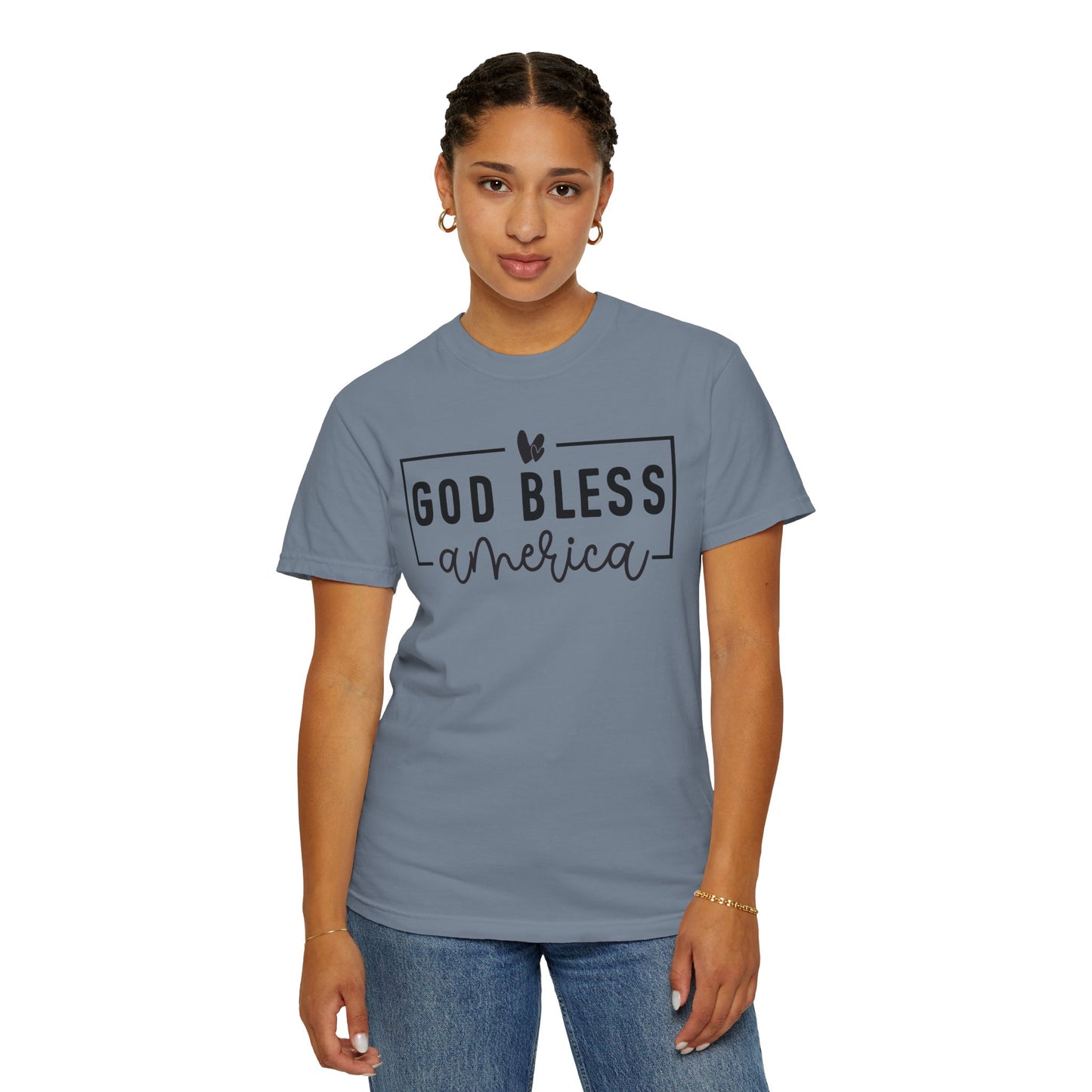 COMFORT COLORS - God Bless America T-Shirt — Patriotic Script Tee