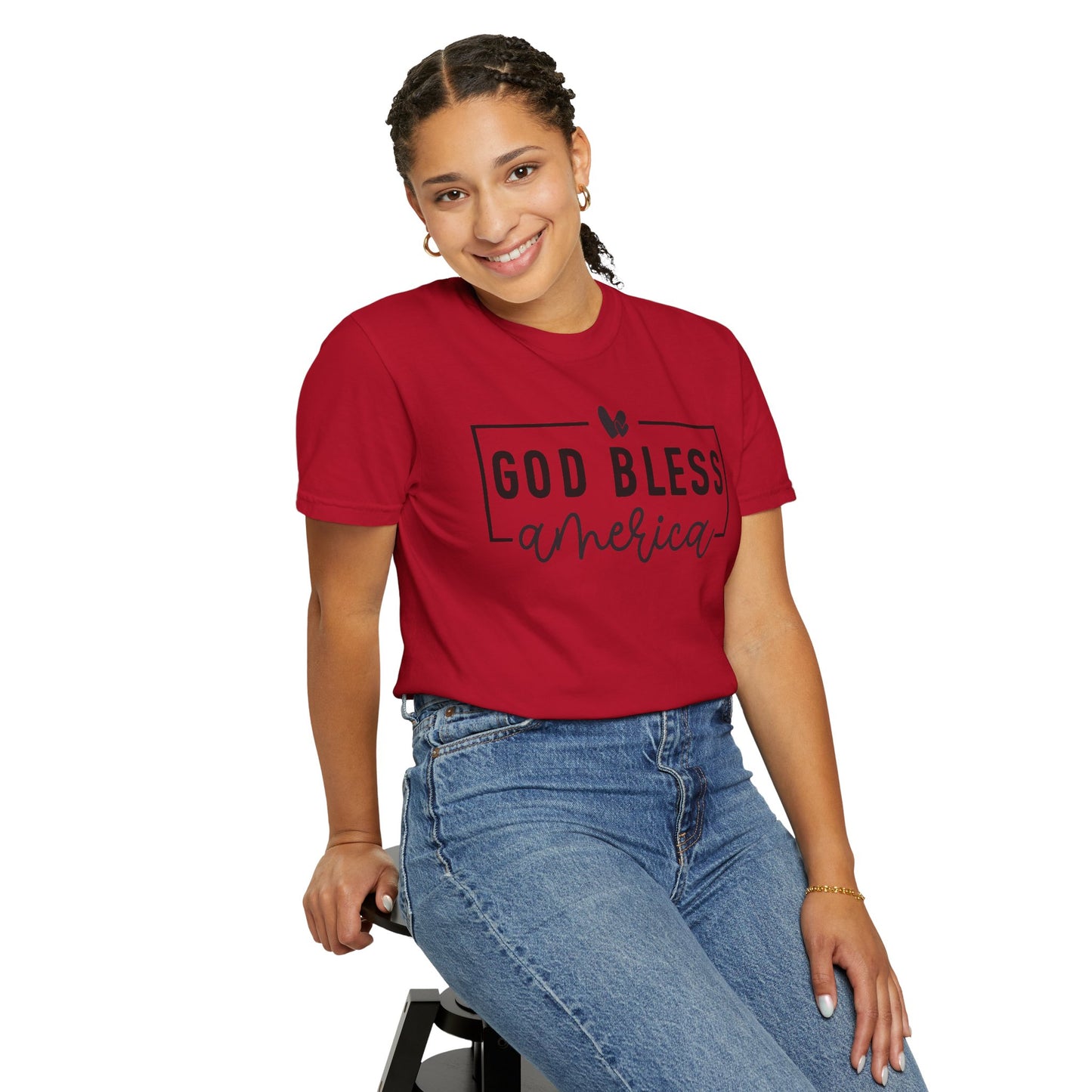 COMFORT COLORS - God Bless America T-Shirt — Patriotic Script Tee