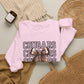 GILDAN - Cougars Cheer Bow Sweatshirt - Repeated Text Graphic Crewneck