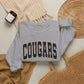GILDAN - Cougars Crewneck Sweatshirt — BLACK LETTERS LEOPARD OUTLINE - Vintage Collegiate Team Pullover