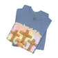 BELLA  CANVAS - Easter Bunny Kneeling at Crosses T‑Shirt — Christian Easter Faith Tee