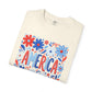 COMFORT COLORS - America Floral T-Shirt — Red, White & Blue Patriotic Tee