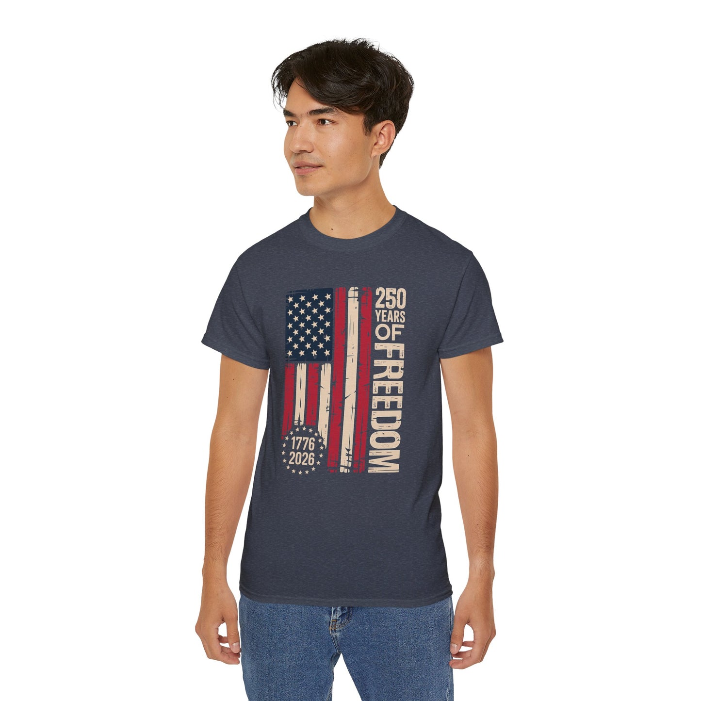 250 Years of Freedom American Flag T‑Shirt — 1776‑2026 Patriotic Independence Day Tee