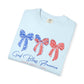 God Bless America Patriotic T-Shirt — Red, White & Blue Bow Design