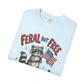 Feral But Free Since 1776 T-Shirt — Cute Raccoon American Flag Patriotic Tee