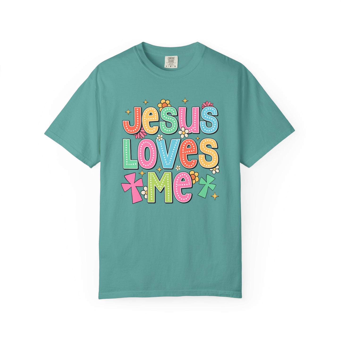 COMFORT COLORS - Jesus Loves Me T-Shirt — Colorful Retro Kids/Youth Faith Tee