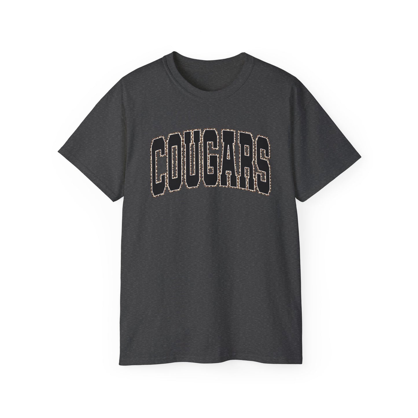 Cougars Arch Logo Tee Leopard Print Outline— Vintage Collegiate Graphic T-Shirt