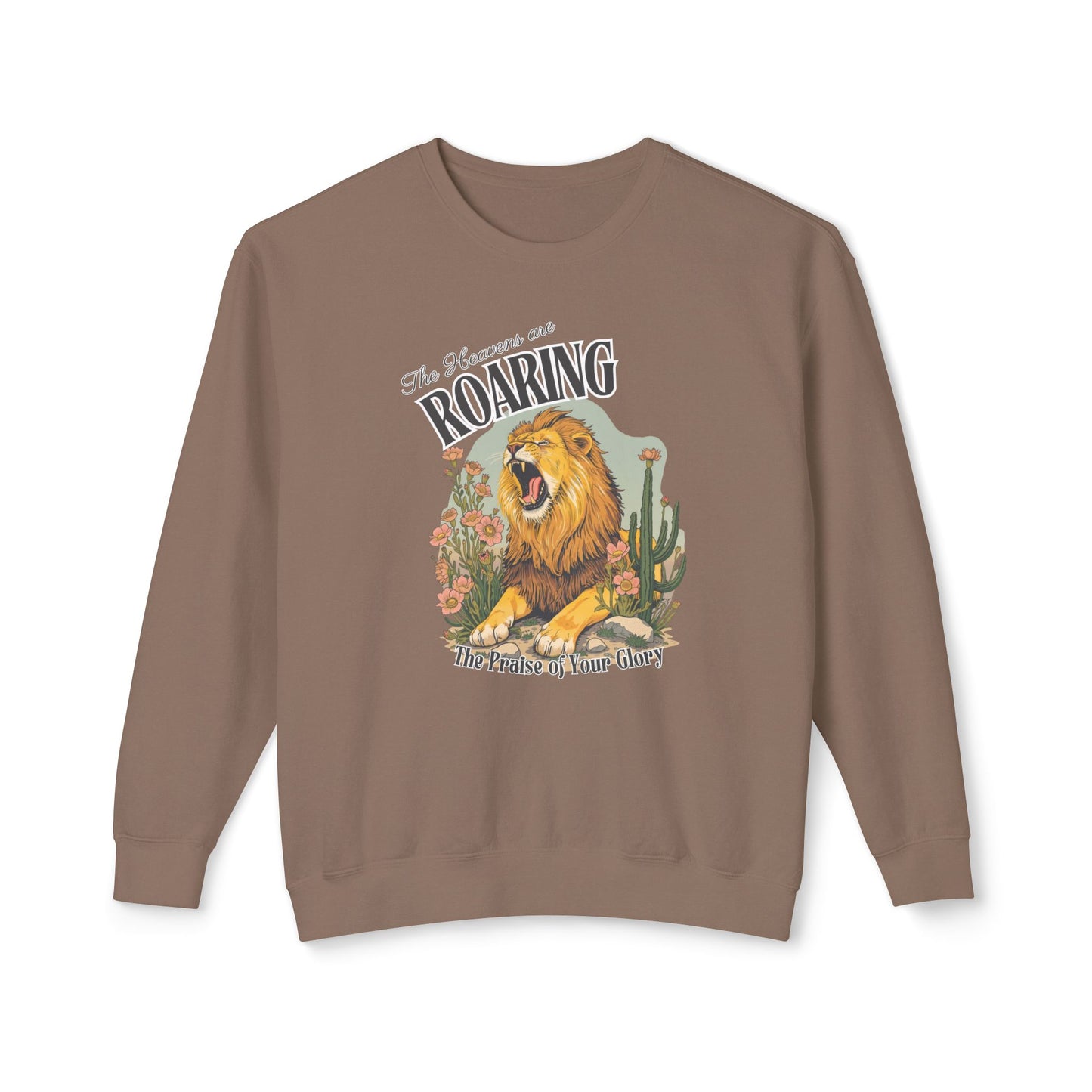 COMFORT COLORS - Roaring Lion Crewneck Sweatshirt — "The Lion Roars" Graphic
