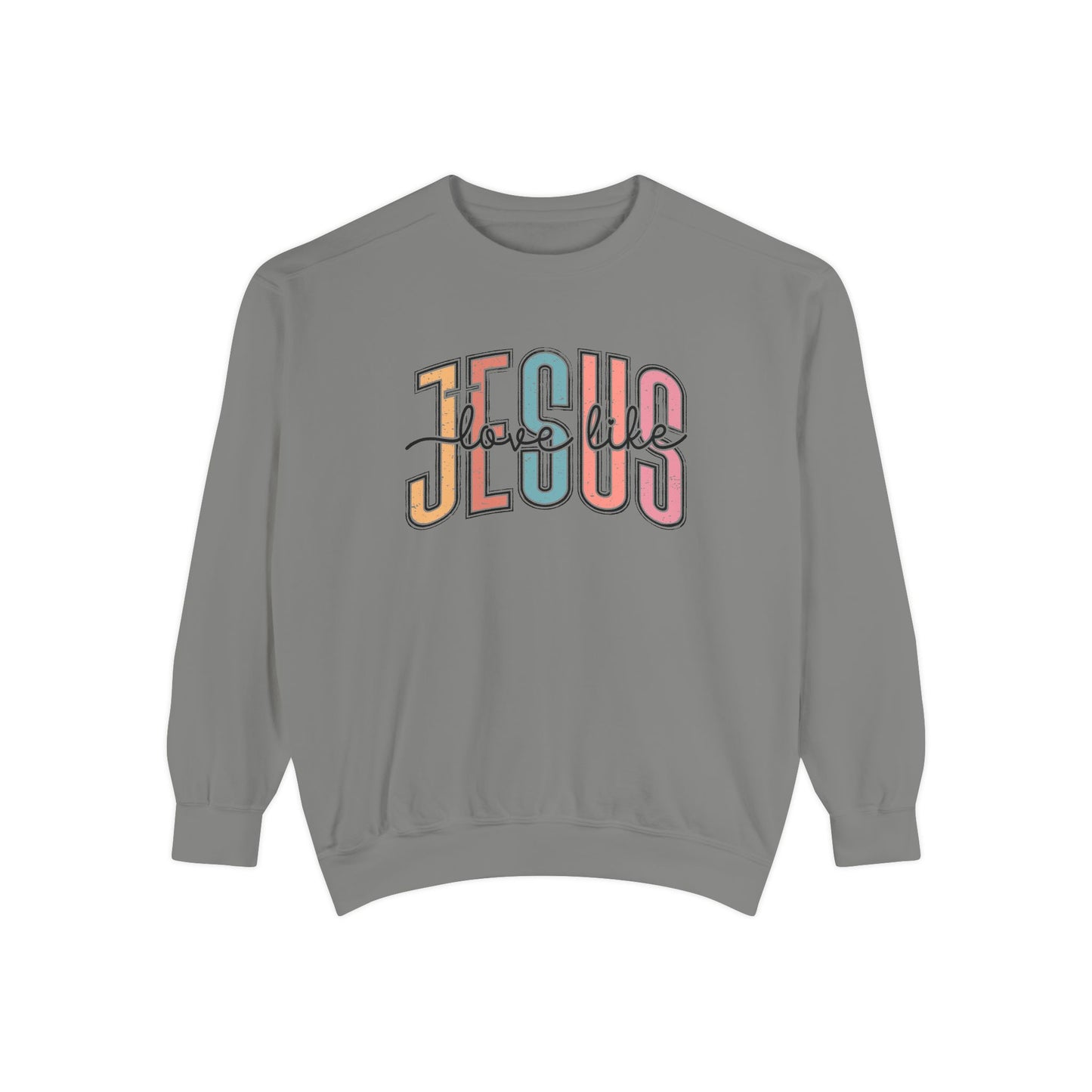 COMFORT COLORS - Jesus Floral Graphic Sweatshirt — Retro Pastel Faith Pullover