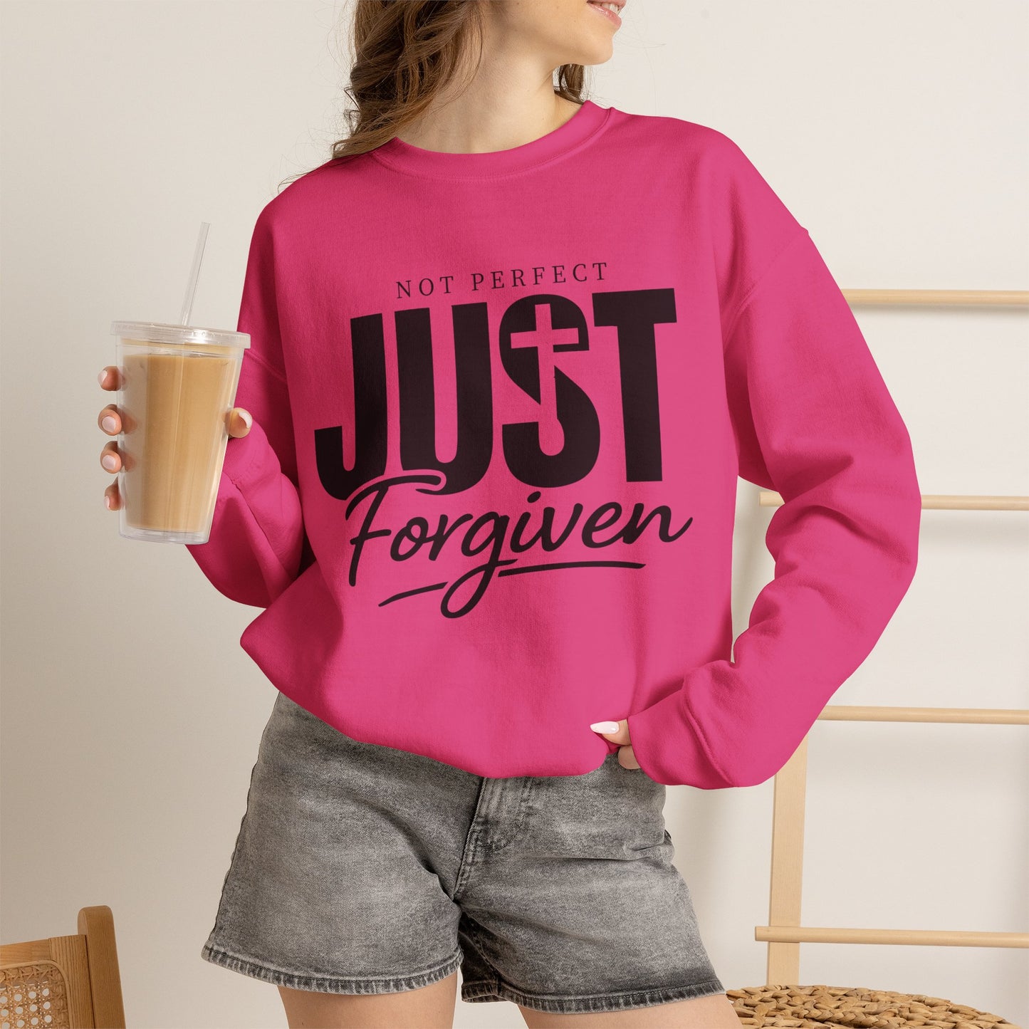 GILDAN  -Just Forgiven Sweatshirt — Christian Faith Crewneck (Not Perfect)