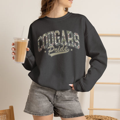 GILDAN - Cougars Pride Crewneck Sweatshirt — Vintage Camo School Spirit Pullover