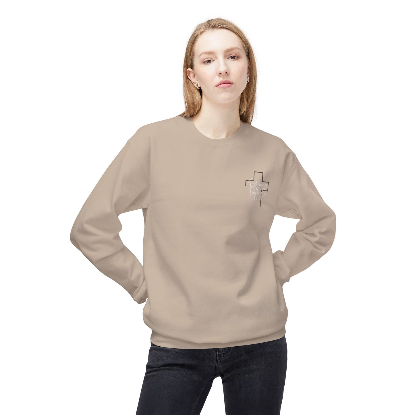 Christian Sweatshirt — Jesus Carrying Cross Crewneck (Faith Over Fear)