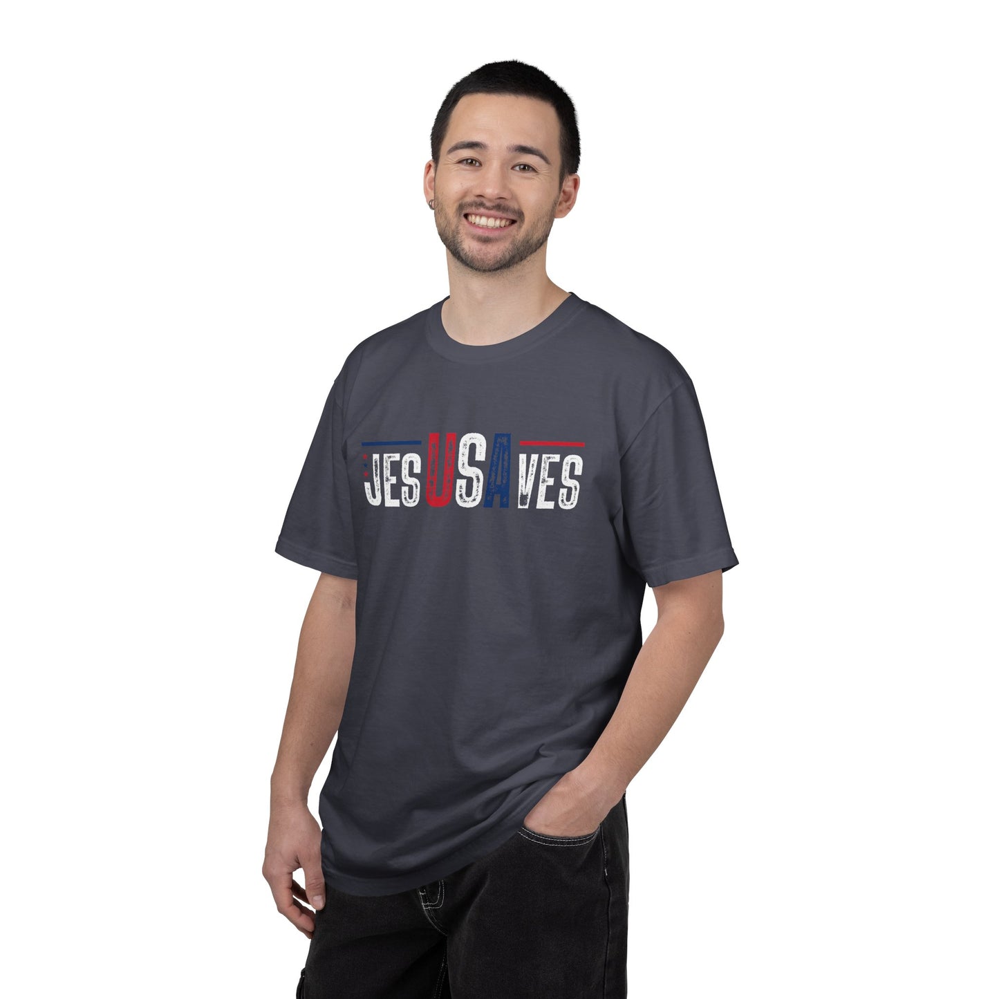 COMFORT COLORS - USA Minimalist Flag T-Shirt — Patriotic Red & Blue Graphic Tee